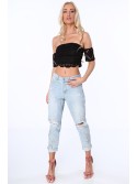 Short lace Spanish top, black ZZ275 - Online store - Boutique